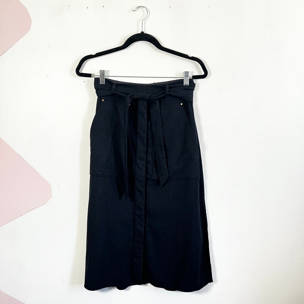 Tibi Midi Skirt Sz 6 Navy Blue Career Preppy Minimalist